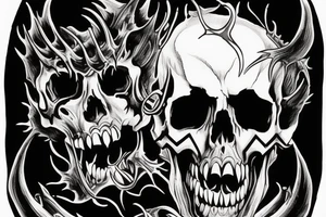 a skull of a demon with fangs , just the open mouth tattoo idea