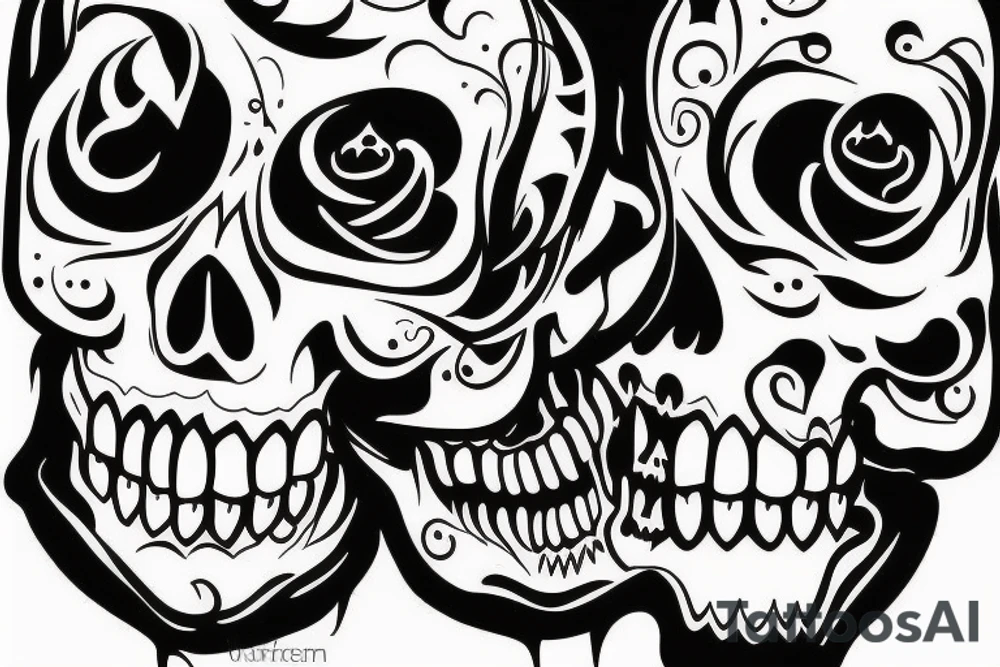 outline of skull mouth open tattoo idea