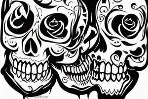 outline of skull mouth open tattoo idea