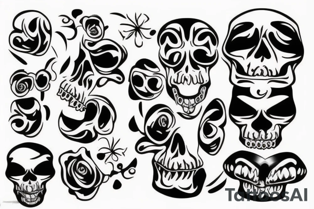 outline of skull mouth open tattoo idea