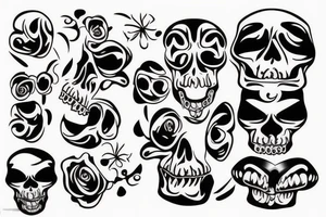 outline of skull mouth open tattoo idea