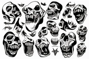 bony jaw with fangs tattoo idea
