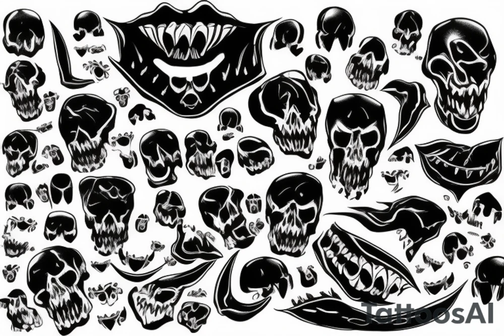 bony jaw with fangs tattoo idea