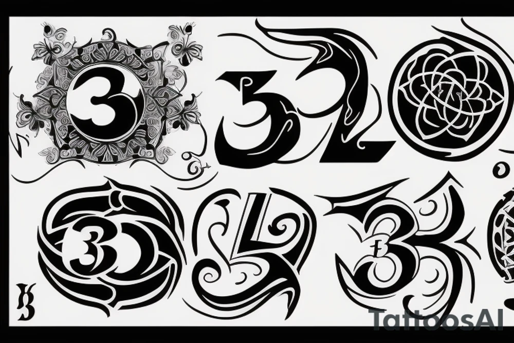 a tattoo of the number 3 and the % symbol tattoo idea