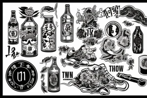 Mixed concept with lifting, beers, and taiwan tattoo idea