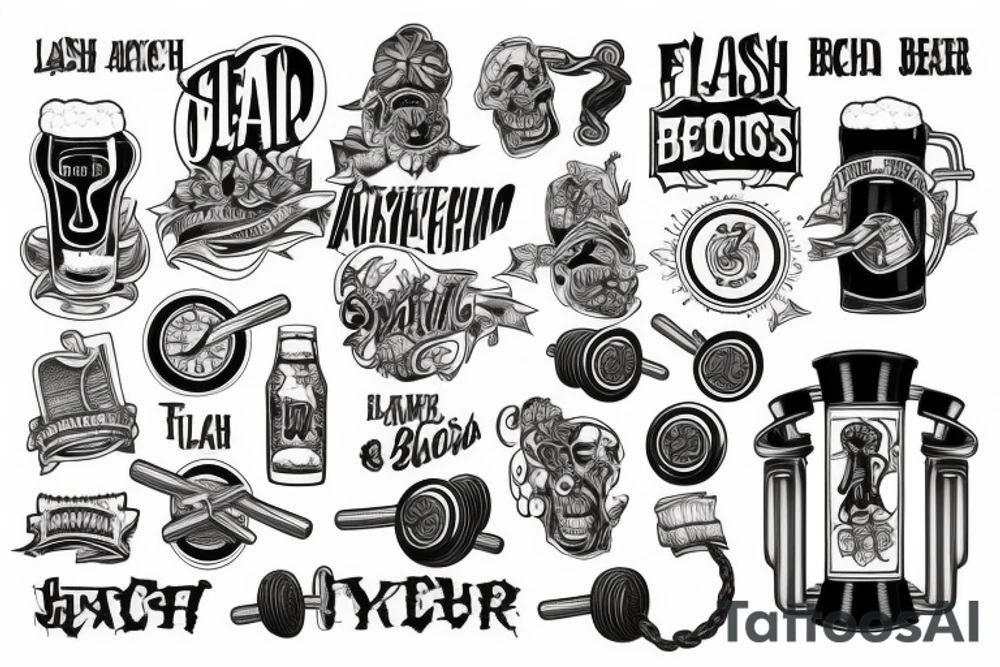 Mixed concept with gym and beer tattoo idea