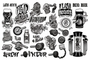 Mixed concept with gym and beer tattoo idea