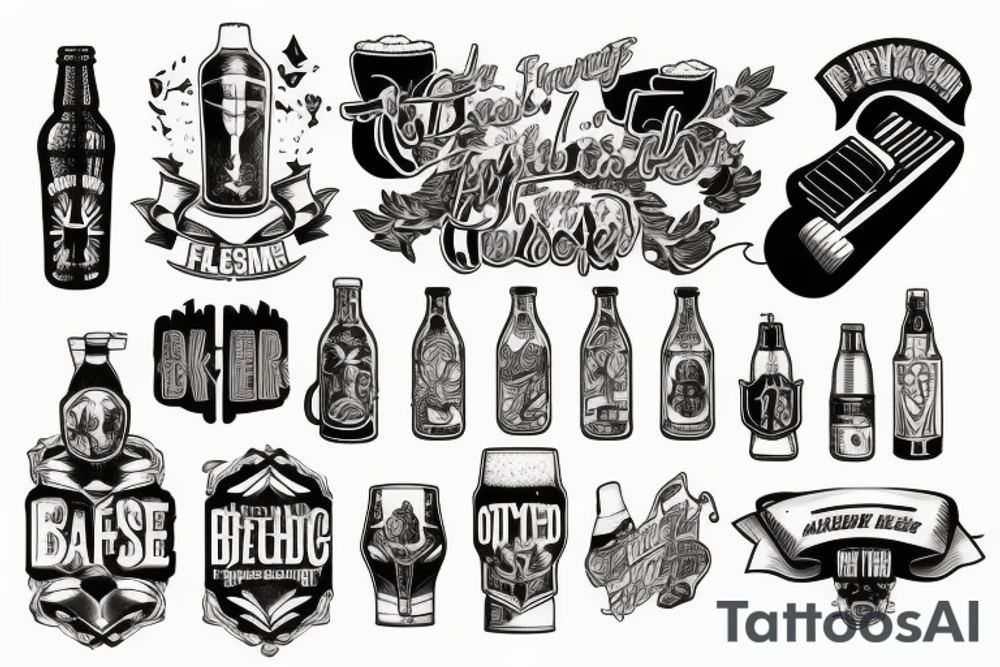 Mixed concept with gym and beer tattoo idea