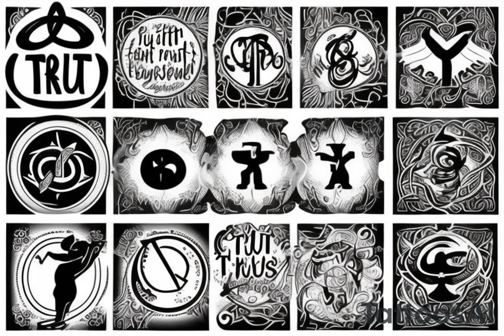 symbols with the words "Trust God" tattoo idea