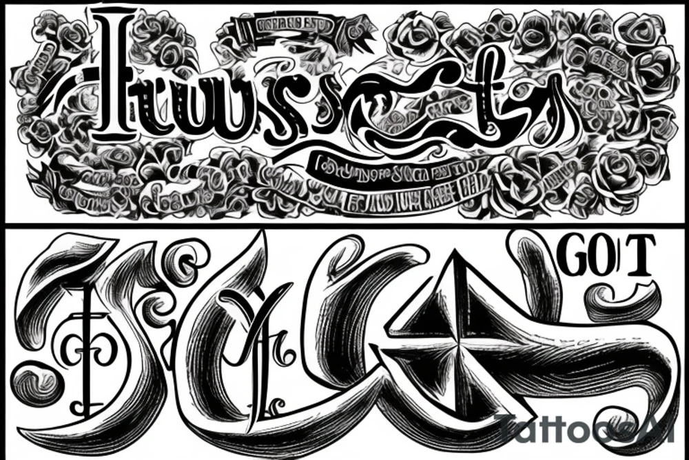 symbols with the words "Trust God" tattoo idea