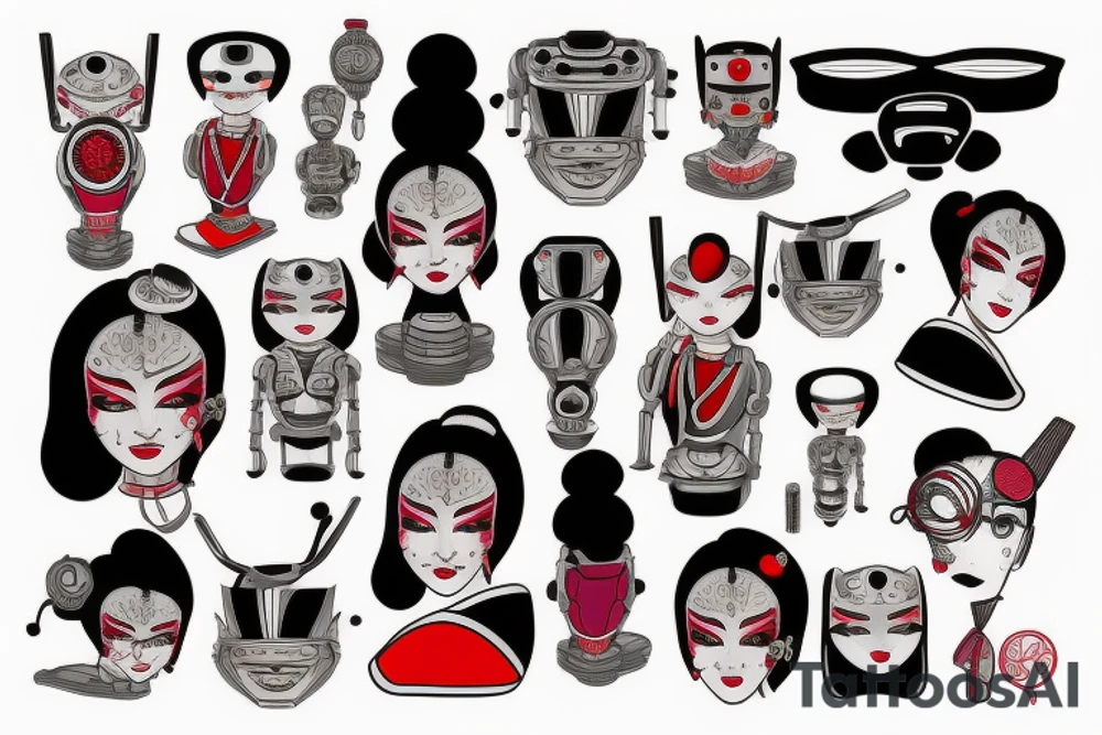 Robot geisha tattoo idea