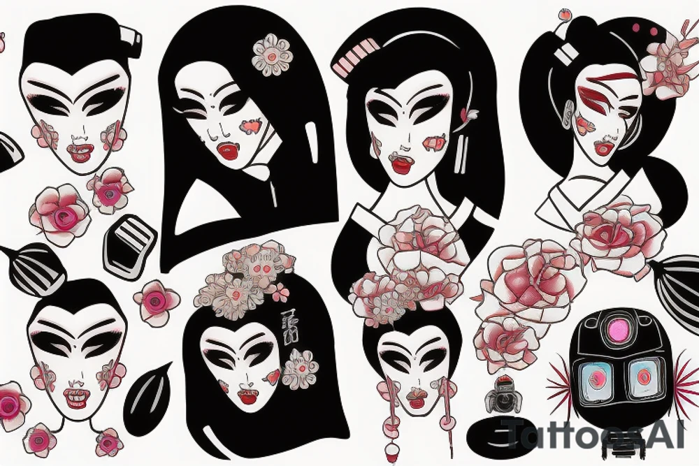 Robot geisha tattoo idea