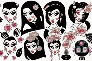 Robot geisha tattoo idea