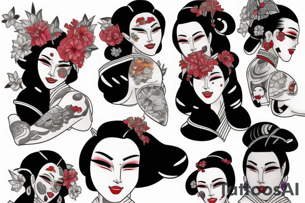 cyborg geisha tattoo idea