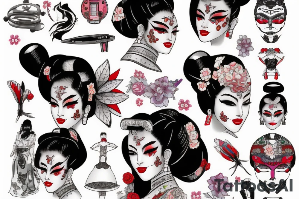cyborg geisha tattoo idea