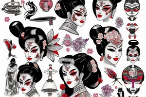cyborg geisha tattoo idea