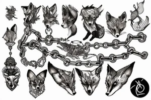 the tattoo shows chains that fly apart and a fox looks out of the abyss tattoo idea
