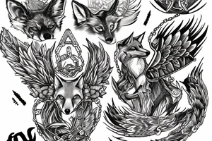 the tattoo shows chains that fly apart and a fox looks out of the abyss tattoo idea