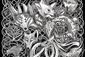 the tattoo shows chains that fly apart and a fox looks out of the abyss tattoo idea
