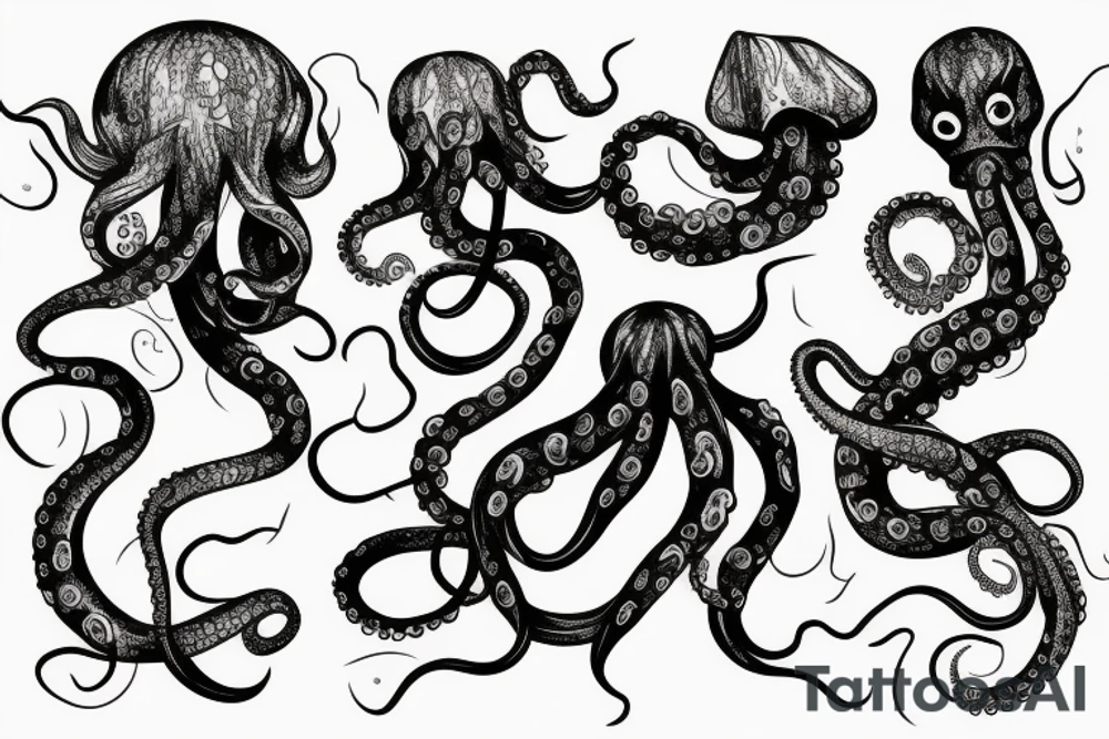 octopus with long tentacles tattoo idea