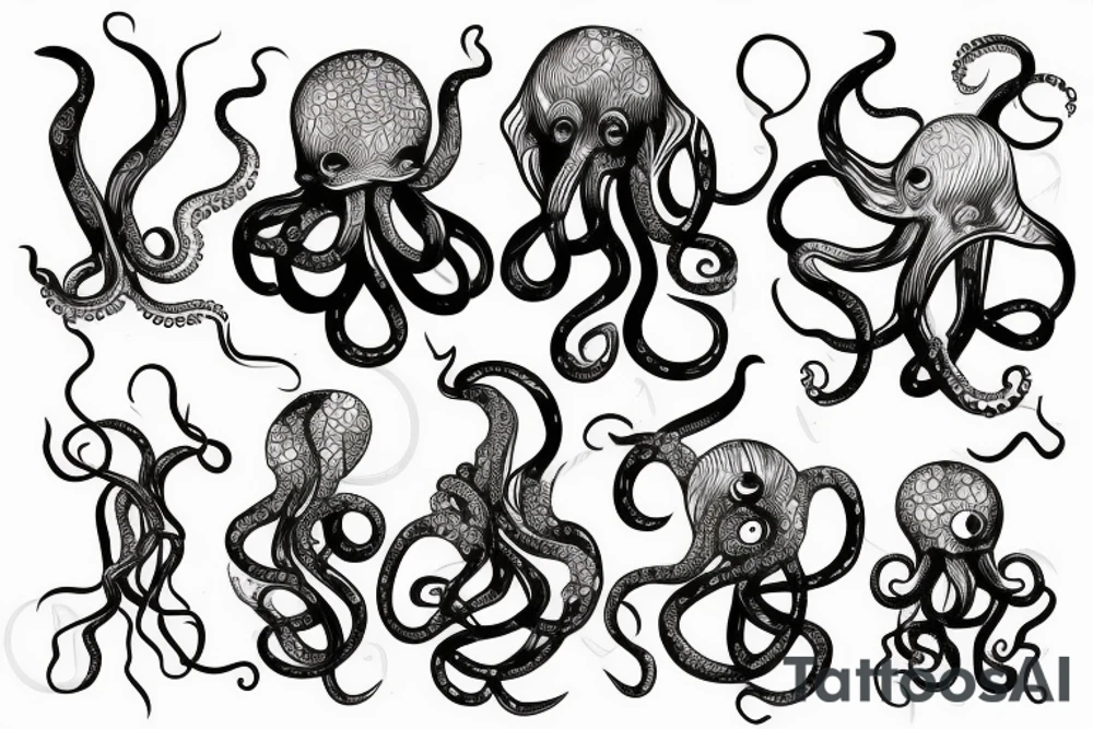 octopus with long tentacles tattoo idea