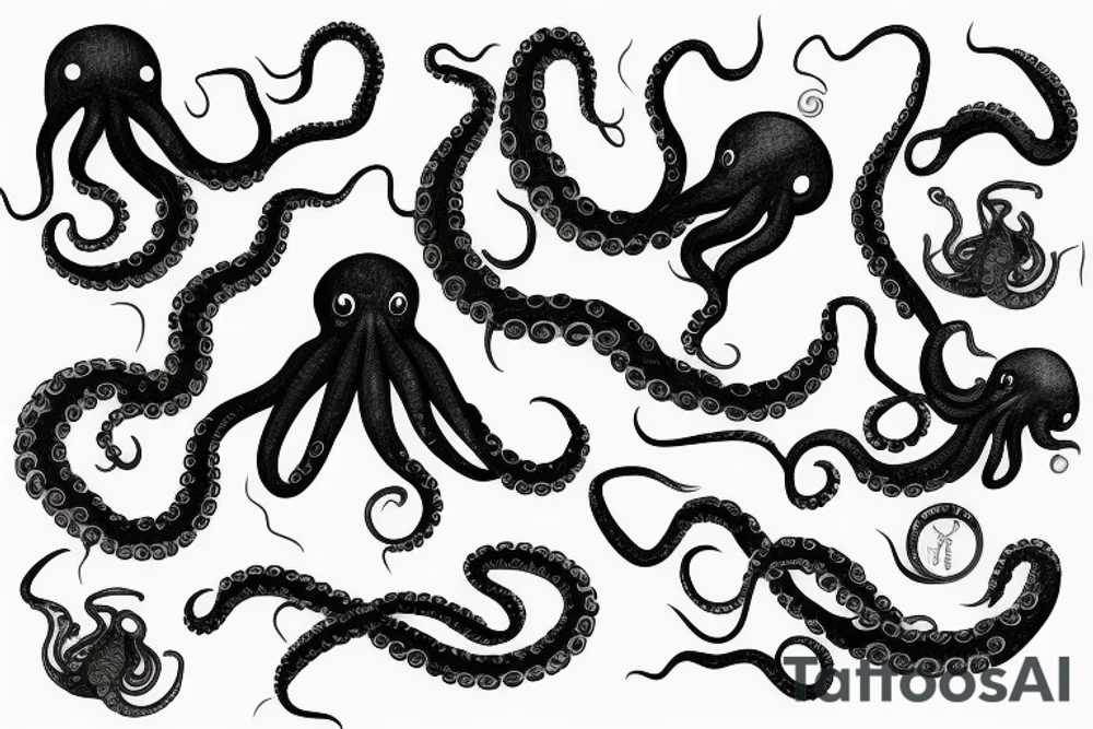 octopus with long tentacles tattoo idea