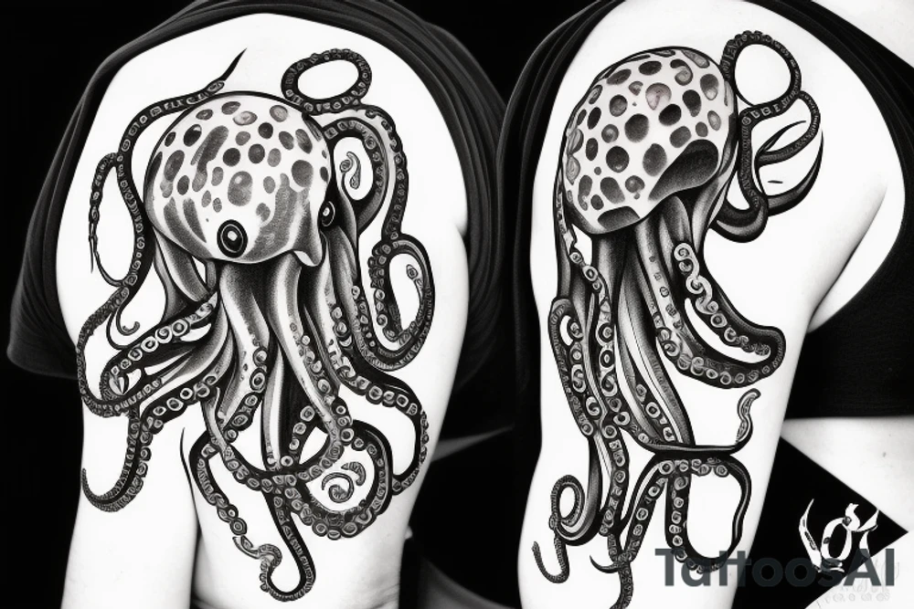 octopus with long tentacles tattoo idea