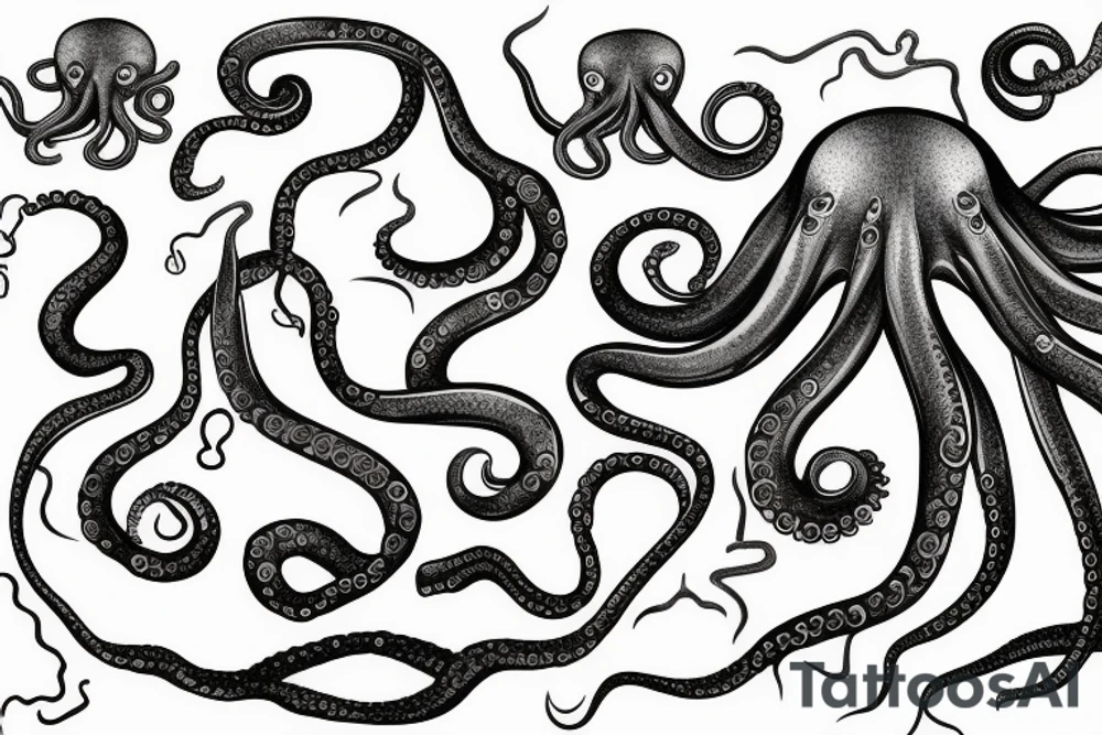 octopus with long tentacles tattoo idea