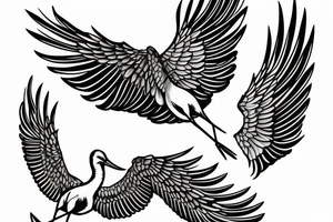 Flying crane, one wing ahead. tattoo idea