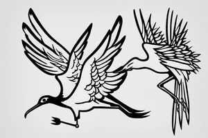 Flying crane, one wing ahead. tattoo idea