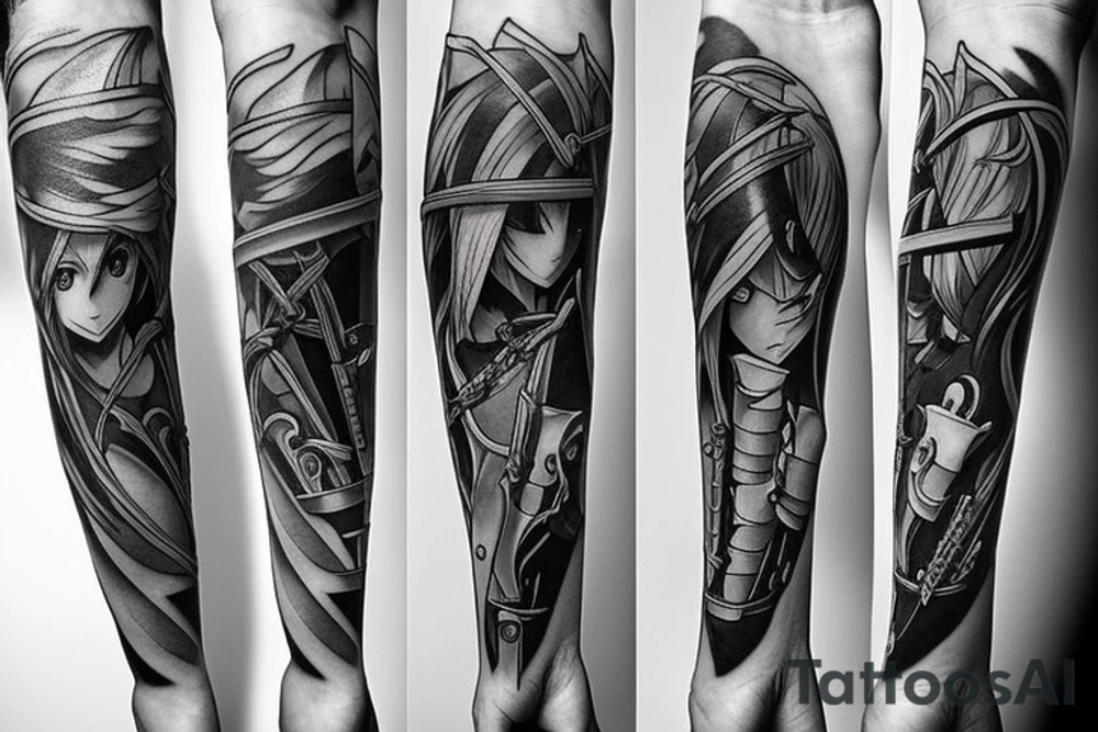 cool sword anime tattoo idea