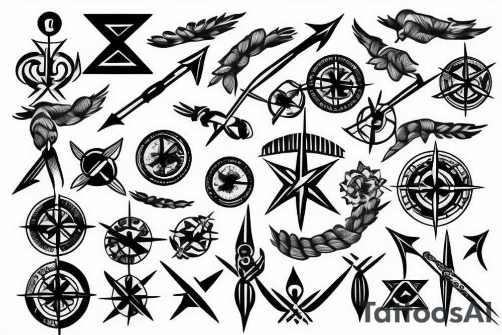 Compass and arrows tattoo idea