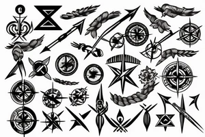Compass and arrows tattoo idea