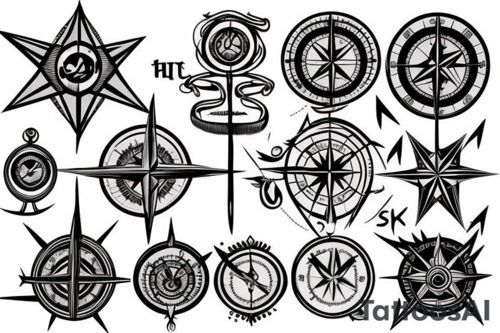 Compass and arrows tattoo idea