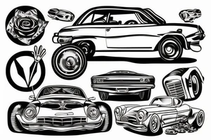 crashed car on road tattoo idea