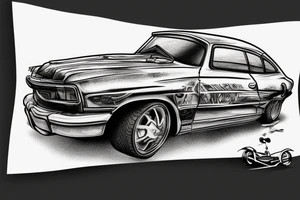crashed car on road tattoo idea