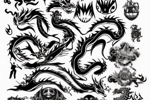 Dragon and cartoon moving castle tattoo idea
