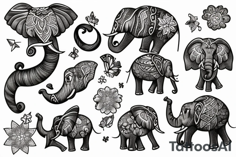 flying elephant tattoo idea