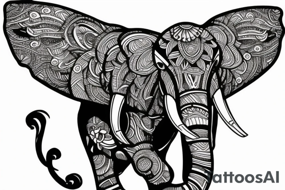 flying elephant tattoo idea