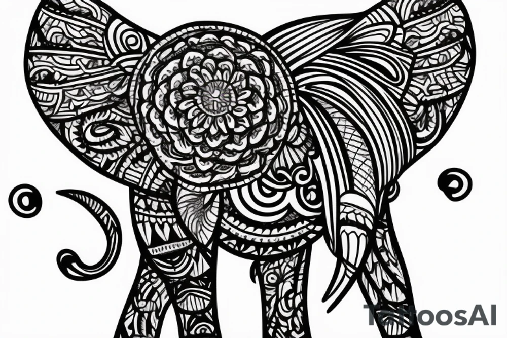 flying elephant cute tattoo idea