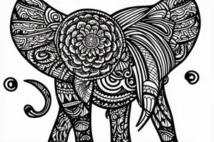 flying elephant cute tattoo idea