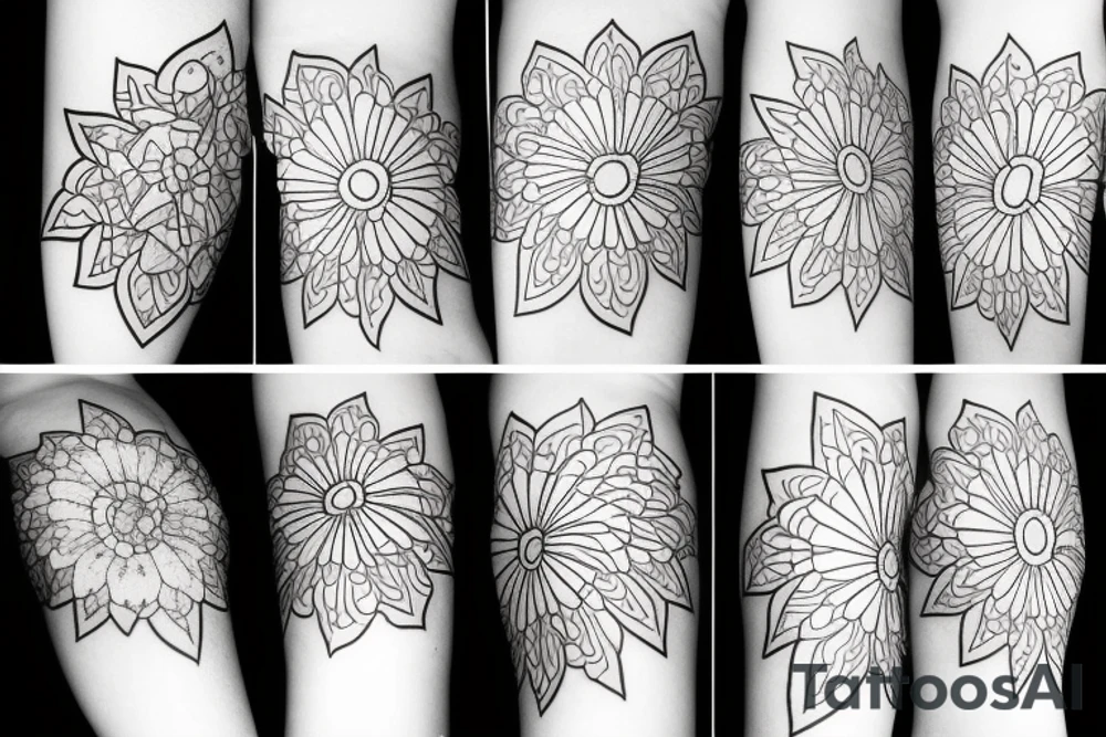 daisy and sun tattoo idea