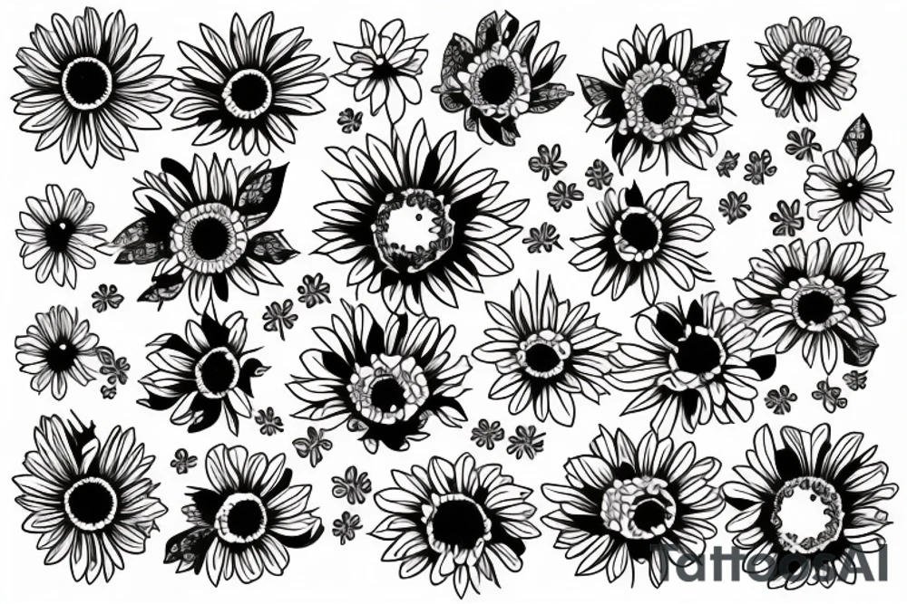 daisy and sun tattoo idea