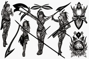 Warrior girl with bow and arrow tattoo idea