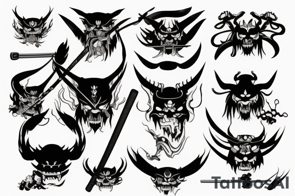 Japanese Demon katana tattoo idea