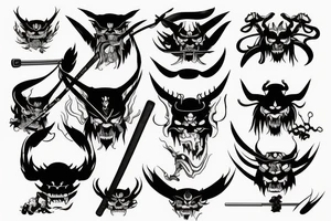 Japanese Demon katana tattoo idea