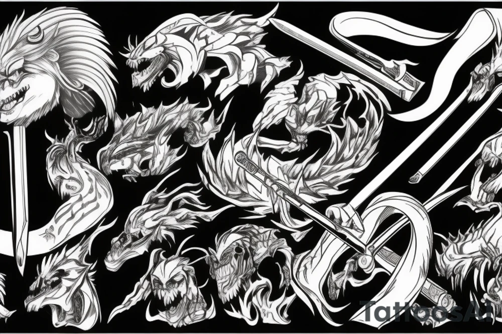 Demon katana tattoo idea