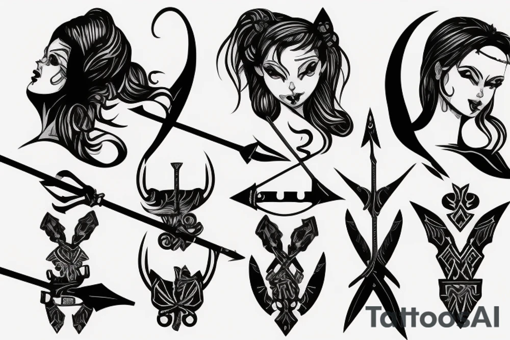 Warrior girl with bow and arrow tattoo idea