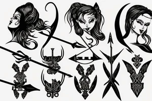 Warrior girl with bow and arrow tattoo idea