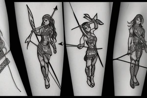 Warrior girl with bow and arrow tattoo idea
